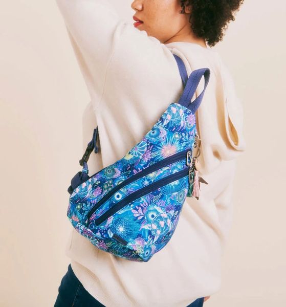 Sakroots Recycled on The Go Sling Backpack - Dark Blue