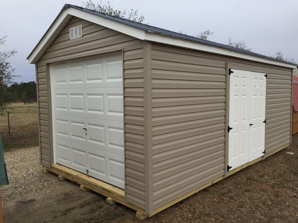 12x20 Vinyl Clay Black W Roll Up Door Outdoor Upgrades