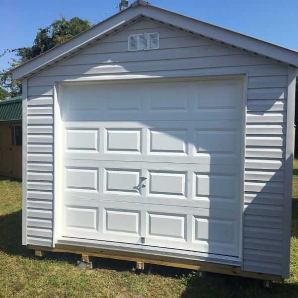 12x12 Vinyl A Frame Gray With Garage Door Outdoor Upgrades