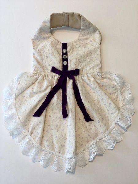 White and Lavender Pet Dress - Small