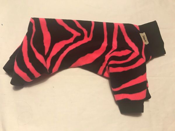 Pink and Black Tiger Fleece Pet Jammie - Standard Small