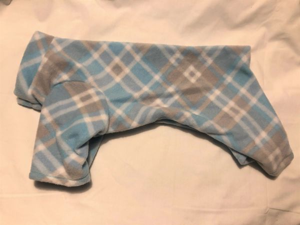 Gray and Blue Plaid Fleece Pet Jammie - Large