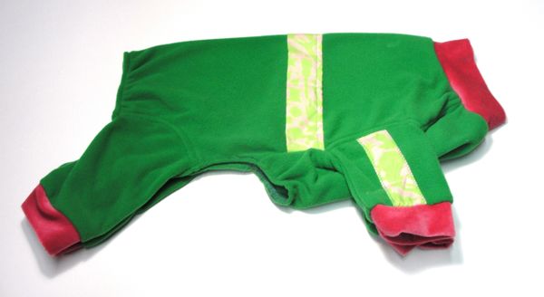 Green with Pink Camo Trim Fleece Jammies - Roomy Assorted Sizes