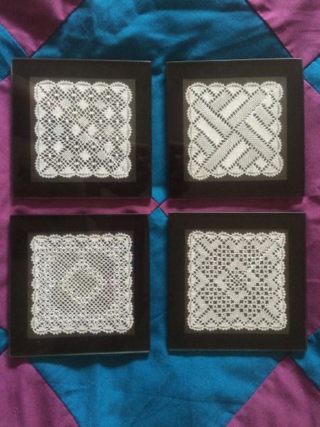 Torchon Lace Glass Coaster Kit choice of 4 designs