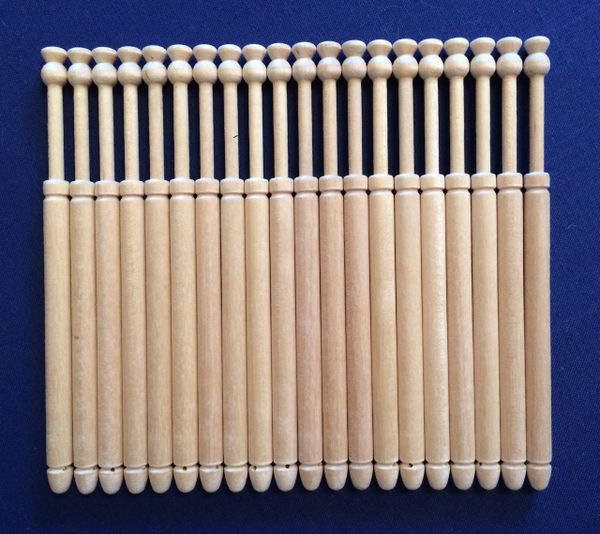 10 Pairs of Midland Birch Bobbins Harlequin Lace Pillows, Patterns