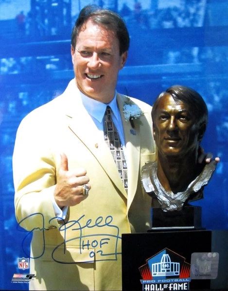 Jim Kelly Autographed Hall of Fame 8x10 Photo with HOF Bust