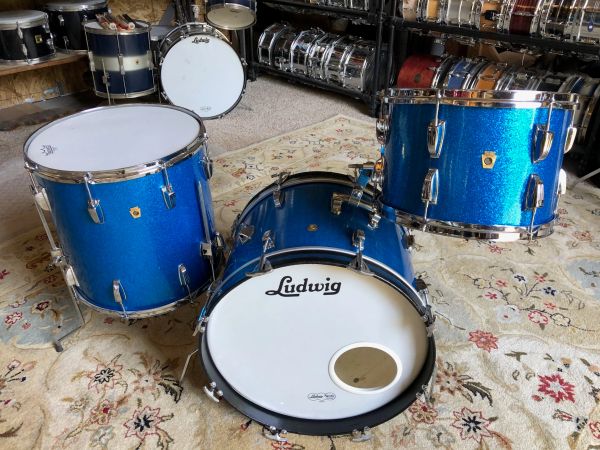 Ludwig Super Beat 60's Blue Sparkle 3PC Set - Keystone Badge