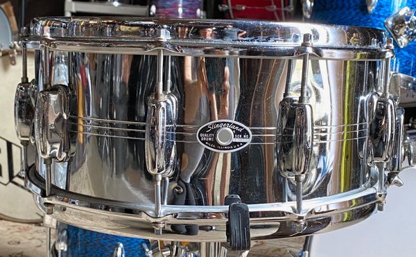 Slingerland Gene Krupa Sound King Chrome Over Brass Early 70's 6.5x14 Snare  Drum - Fair Cond.