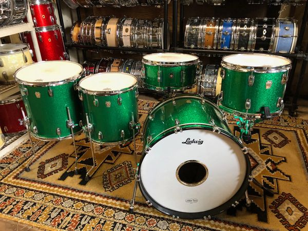 Green sparkle deals drum set