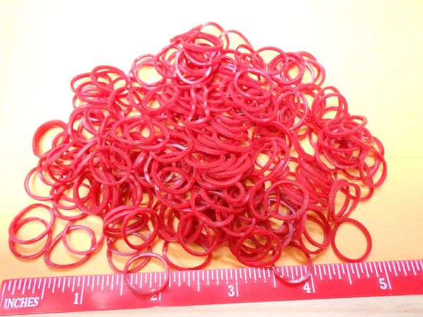 small rubber band Red color pony tail holder braid hair scrunchies bracelet girl cheerleader Size 1/2 inch diameter