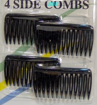 2 basic side comb 4 SIDE COMBS black hairCLIP HAIRPIN PIN Size size 1/16 x 1 x 1 3/4 inch long Designed to hold hair securely and comfortably. They are the only side-combs with touching teeth that gently grip and securely hold all hair types