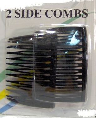 2 side combs black size medium hair CLIP HAIRPIN PIN size 1/8 x 1 1/2 x 2 1/2 inch longDesigned to hold hair securely and comfortably. They are the only side-combs with touching teeth that gently grip and securely hold all hair types