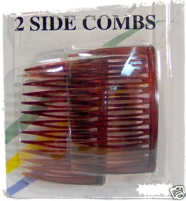 2 side combs brown size medium hair CLIP HAIRPIN PIN size 1/8 x 1 1/2 x 2 1/2 inch longDesigned to hold hair securely and comfortably. They are the only side-combs with touching teeth that gently grip and securely hold all hair types