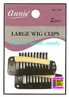 Annie Wig Clips 2 count pcs size " LARGE or SMALL color " BLACK " clip in extension clip weave high light clip