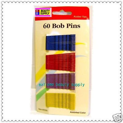 Purple Yellow Red Blue bobby bob pin Secure girl clip rubber tips 1 7/8 inch long long 60 count