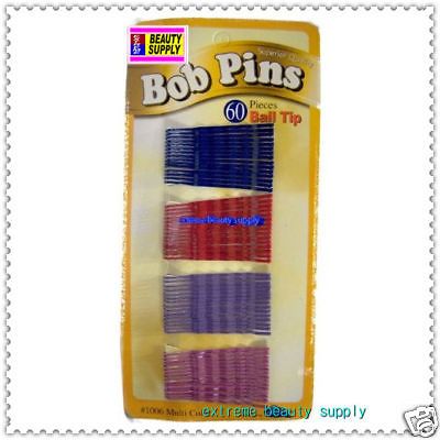 blue red purple Secure girl clip bobby cute cheerleader band bob pins rubber tips 1 7/8 inch long long 60 count
