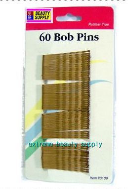 brown bronze color Secure girl clip bobby cute cheerleader band bob pins rubber tips 1 7/8 inch long long 60 count