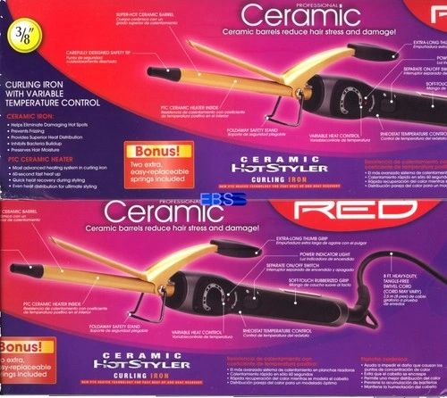 ceramic hot styler curling iron by red by kiss size 3 / 8 " inch round