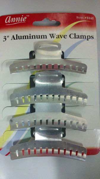 3 " inch long ALUMINUM WAVE CLAMPS 4 PCS HOLDS ALL HAIR STYLES