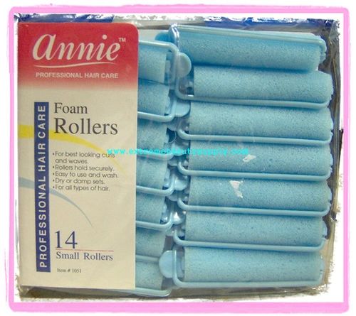 annie Foam roller 1/2" x 2 1/2" small inch jumbo 14 count pink dry damp set blue
