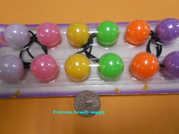 Green Elastic Orange Yellow Jumbo Beads Hair Tie Knocker Girl Scr