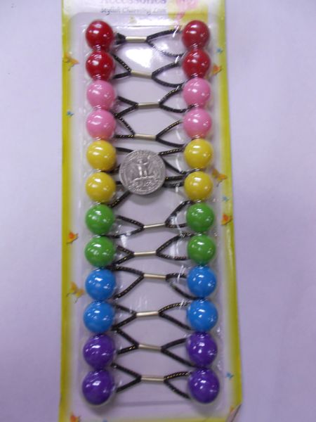 Orange Yellow Green Elastic Tie Jumbo Beads Hair Knocker Girl Scr