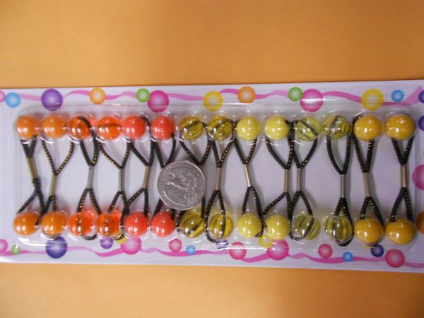 orange ELASTIC yellow JUMBO BEADS HAIR TIE KNOCKER GIRL SCRUNCHIE BALLS PONYTAIL HOLDER