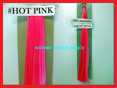 straight silky color HOT PINK 100% kanekalon synthetic braid hair dreadlock dread lock doll reroot paty COSTUME crown stage play