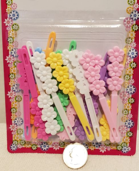 white yellow pink PLASTIC GIRL HAIR BARRETTE accessories SELF HINGE CLIP BOW PIN