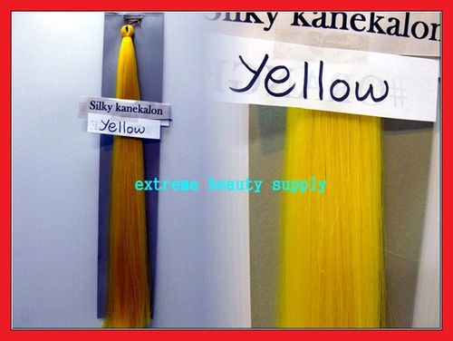 straight silky color YELLOW 100% kanekalon synthetic braid hair dreadlock dread lock doll reroot paty COSTUME crown stage play