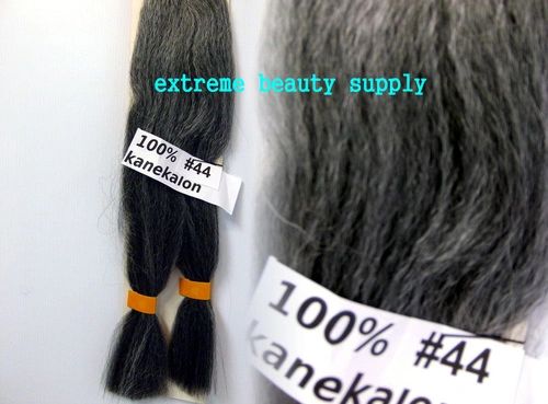 100 % kanekalon braid hair color # 44 OFF BLACK WITH 70% GRAY silver gary dreadlock dread lock kanekalon synthetic braid hair dreadlock dread lock doll reroot paty COSTUME crown stage play color extension 38 inch long (when unfold it ) 2 oz w.t