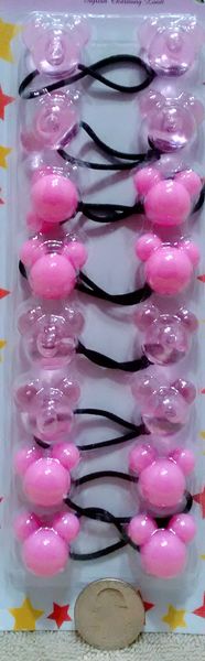 pink mouse clear tie jumbo beads hair Knocker girl Scrunchie Balls Ponytail Holder