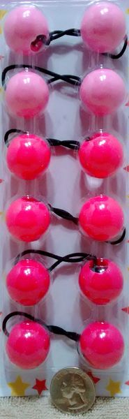 big ELASTIC lime pink lite pink JUMBO BEADS HAIR TIE KNOCKER GIRL SCRUNCHIE BALLS PONYTAil holder