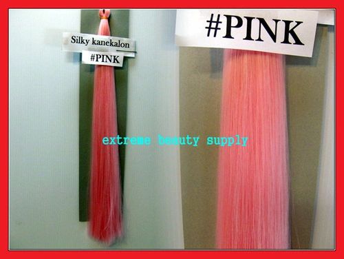 straight silky color PINK 100% kanekalon braid hair dreadlock dread lock doll reroot paty stage play
