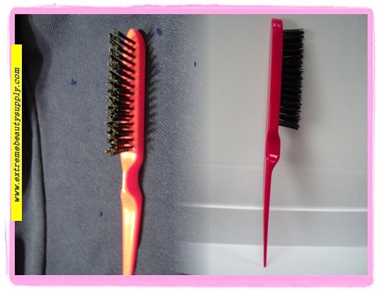 red tease brush Tease brush Nylon Bristle teasing brush RED crazy comb for human or synthetic hair
