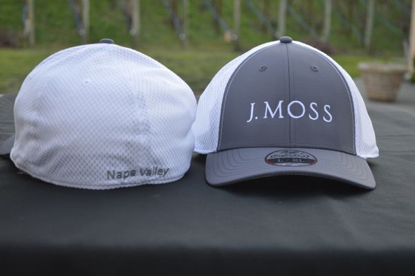 J. Moss White/Grey Fitted Embroidery Golf Cap