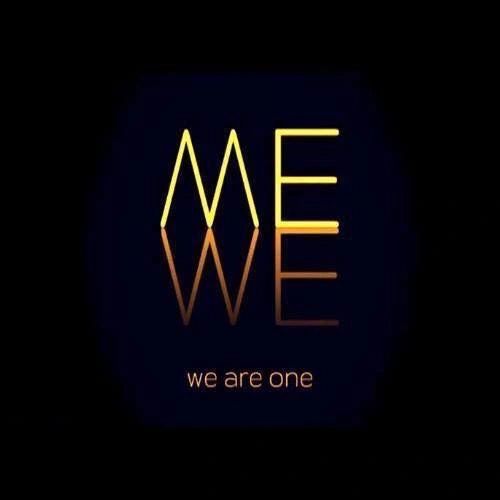 Gold letters saying, "We are one" on a black background. 