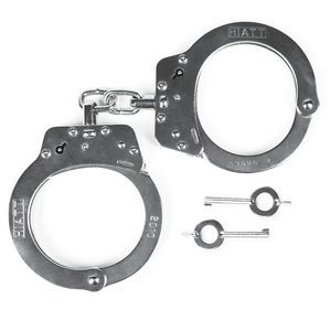Nickel Chain Handcuffs with Double Key Hole