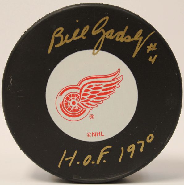 Bill Gadsby Detroit Red Wings Autographed Hockey Puck