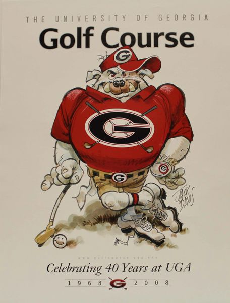 2008 University Of Georgia Jack Davis Print Celebrating The 40th Year Of The UGA Golf Course (1968 - 2008)
