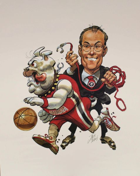 2009 University of Georgia Bulldog Jack Davis Print Featuring Mark Fox