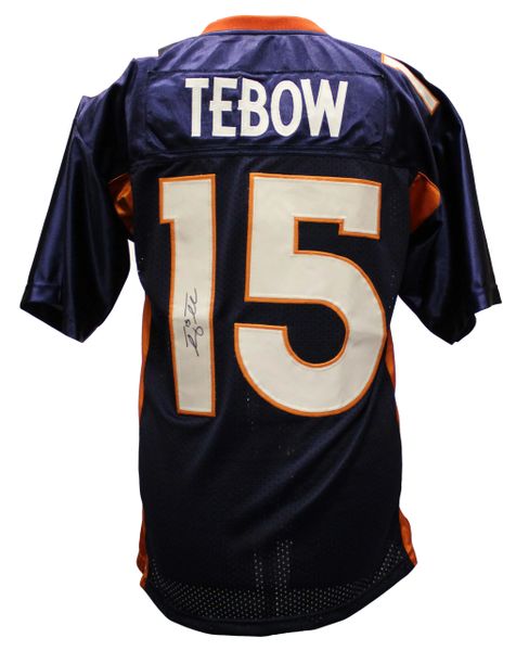 Tim Tebow Autographed Signed Florida Gators (Blue #15) Deluxe Framed Jersey  With 06 Champs , 07 Heisman , 08 Champs - Tebow Holo