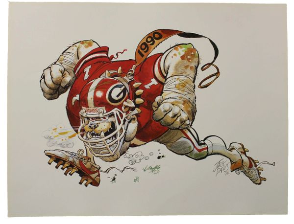 1990 University of Georgia Bulldog Jack Davis Print