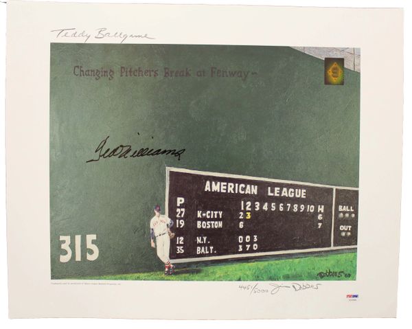 Ted Williams Autographed Teddy Ballgame Print PSA/DNA LOA