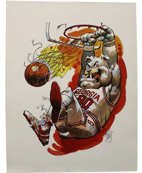 1990 University of Georgia Bulldog Basketball Jack Davis Print