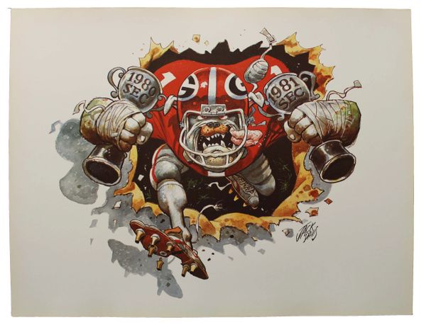 1980,1981 SEC University of Georgia Bulldog Jack Davis Print