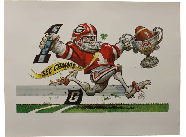 1980 SEC/ National/ Champs University of Georgia Bulldog Jack Davis Print - RARE