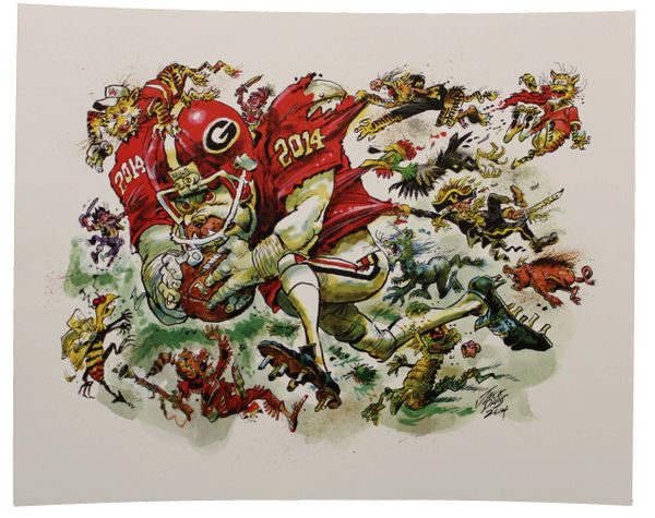 2014 University of Georgia Bulldog Jack Davis Print