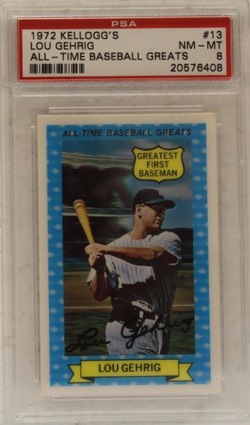 Lou Gehrig - All - Time Baseball Greats - 1972 Kellogg's - PSA #13 - Graded 8