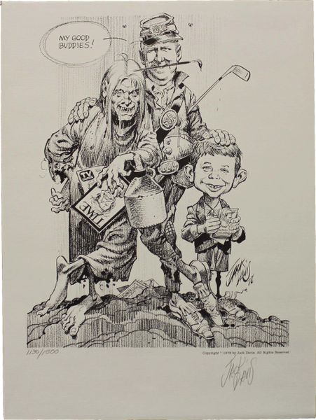 1978 'My Good Buddies' Jack Davis Print - Autographed By Jack Davis